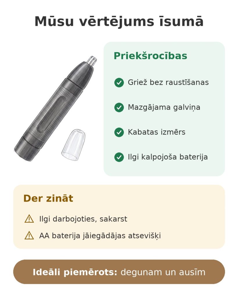 Mūsu vērtējums īsumā par BaByliss deguna un ausu matiņu trimmeri: stiprās puses, zināmais un ideāls lietojums