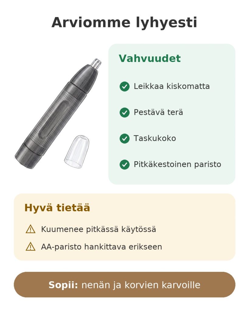 Arviomme lyhyesti: BaByliss nenä- ja korvakarvatrimmeri: vahvuudet, huomioitavat asiat ja ihanteellinen käyttö