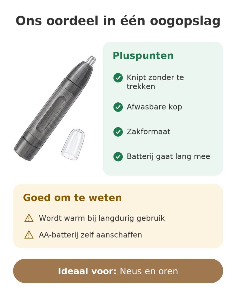 Ons oordeel in één oogopslag over de BaByliss neus- en oorhaartrimmer met afwasbare kop en zakformaat