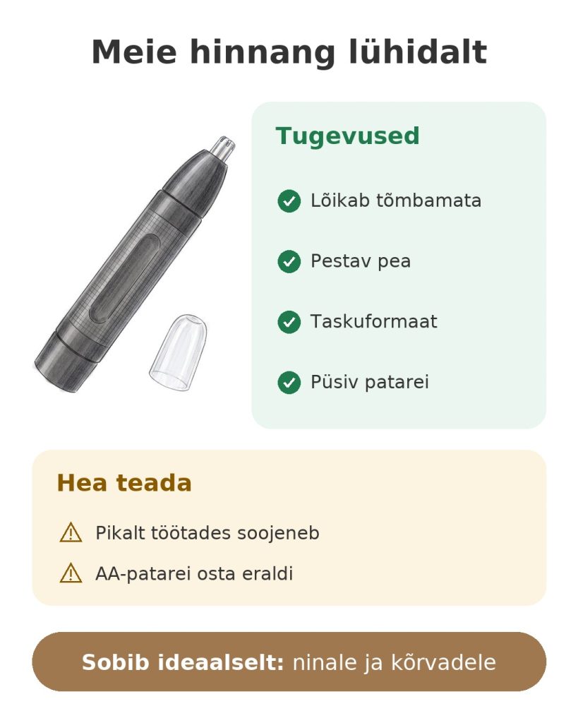 Meie hinnang lühidalt: BaByliss nina- ja kõrvakarvade trimmer: tugevused, tähelepanekud ja ideaalne kasutus