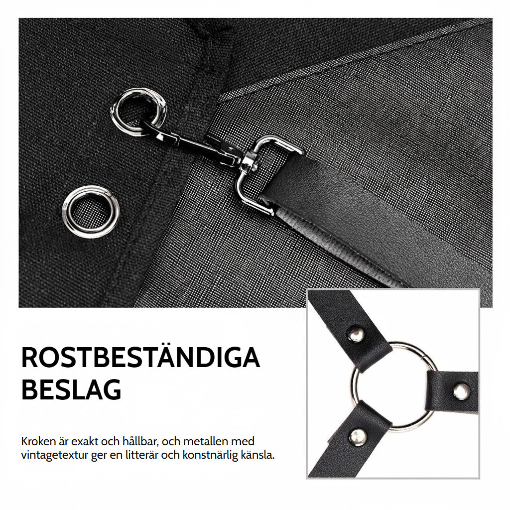 Barberarförkläde i bomullscanvas med justerbara korsade axelremmar
