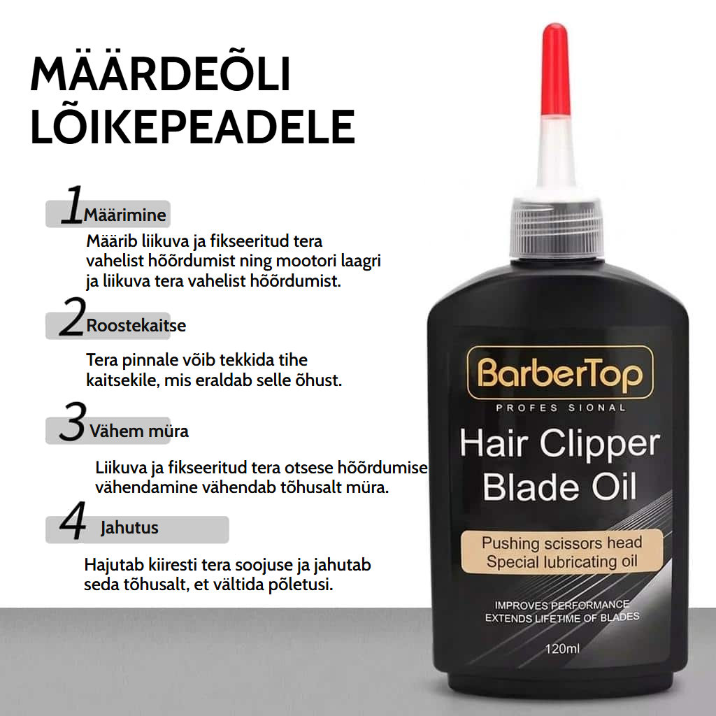 120 ml juukselõikusmasina teradele mõeldud määrdeõli