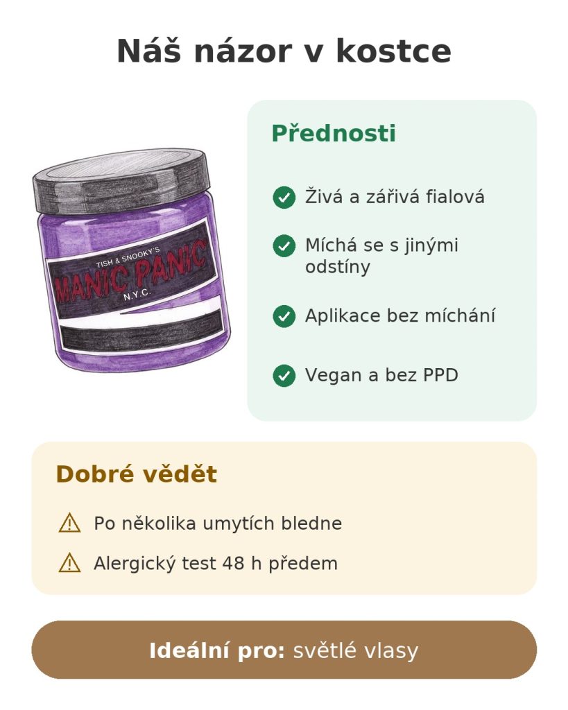 Barva na vlasy Manic Panic Plum Passion, švestkově fialová Náš názor v kostce na barvu na vlasy Manic Panic fialová pro světlé vlasy