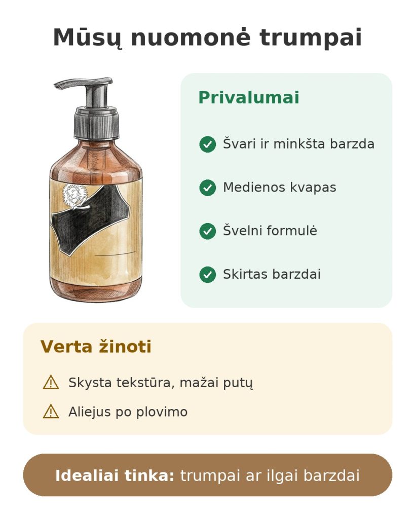 Proraso barzdos šampūnas su mediena ir prieskoniais Mūsų nuomonė trumpai apie barzdos šampūną: privalumai, ką žinoti ir idealus naudojimas