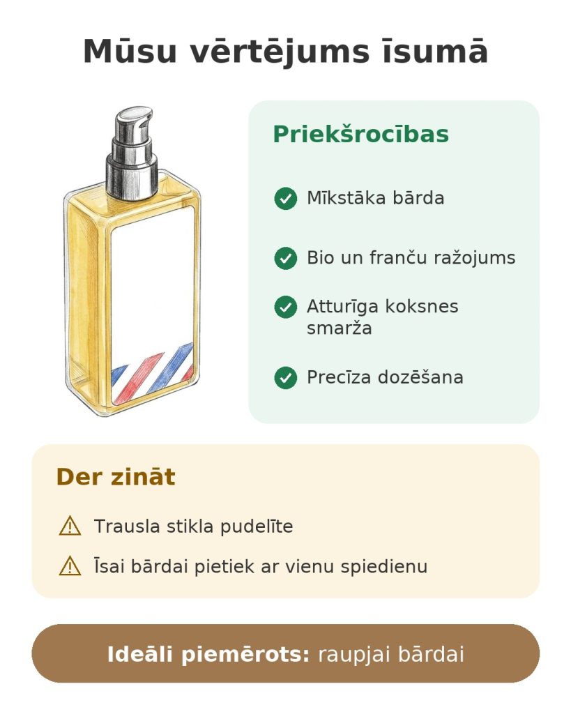 Mūsu vērtējums īsumā par bio bārdas eļļu Sapiens