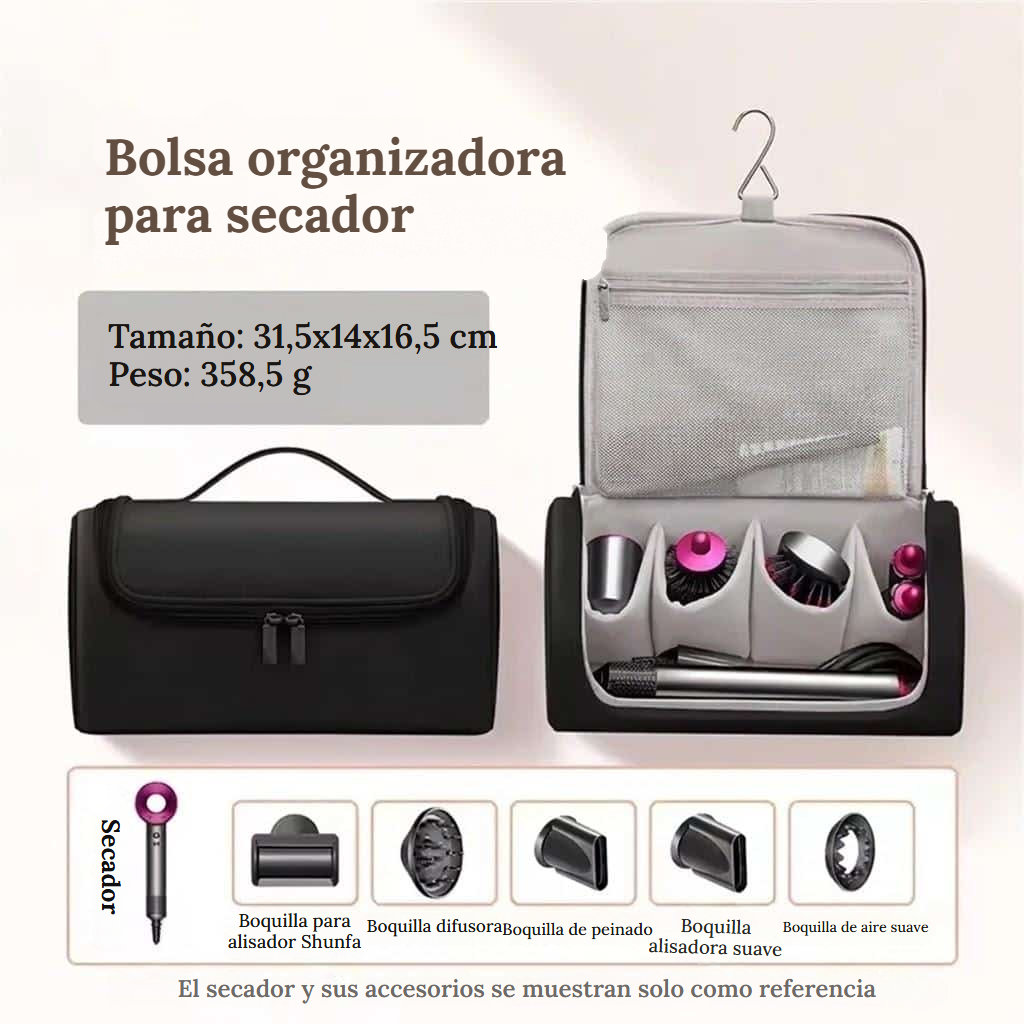 Estuche de almacenaje para secador de pelo y herramientas de peinado - Negro