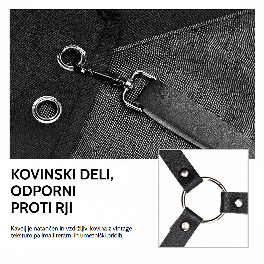 Brivski predpasnik iz bombažnega platna s prekrižanimi nastavljivimi naramnicami