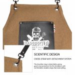 Cotton canvas barber apron with adjustable crossback straps