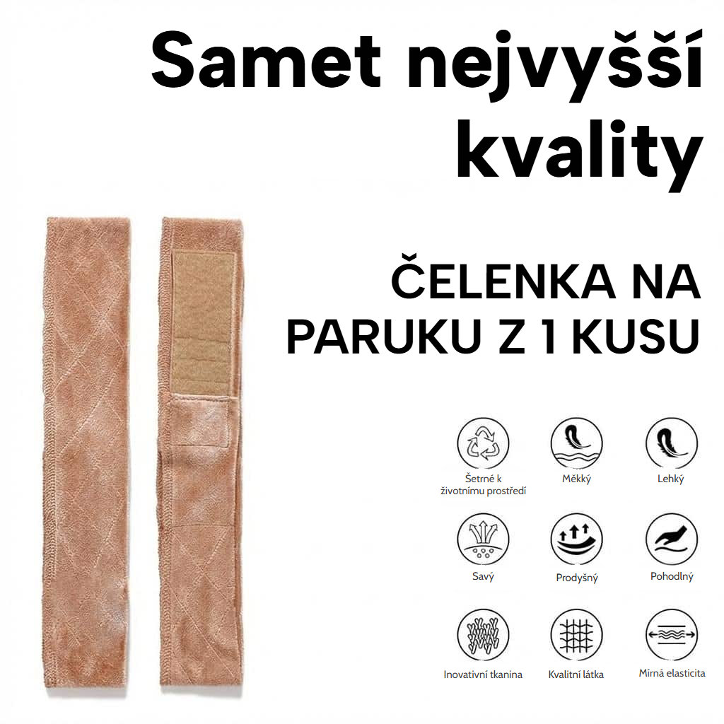 Protiskluzová čelenka pod paruku s nastavitelným suchým zipem