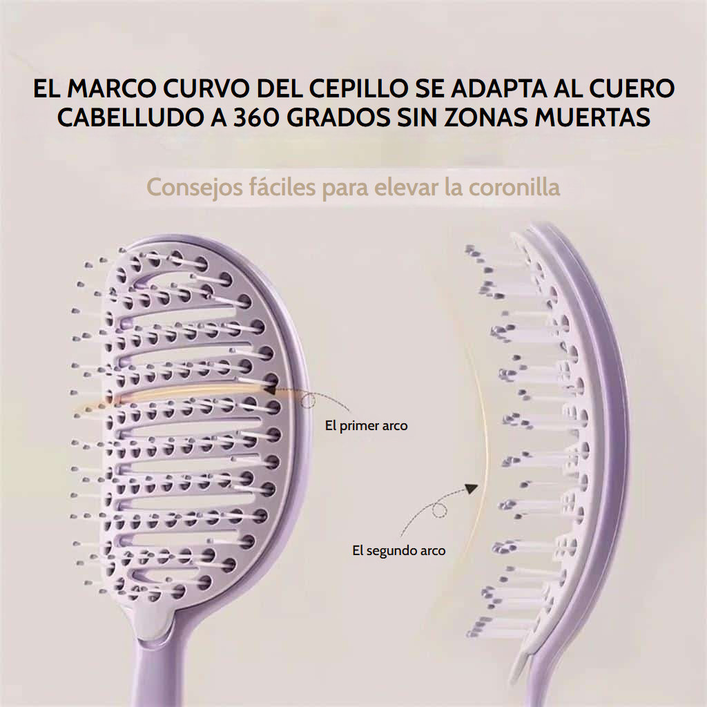 Cepillo desenredante autolimpiable de púas engrosadas para pelo rizado