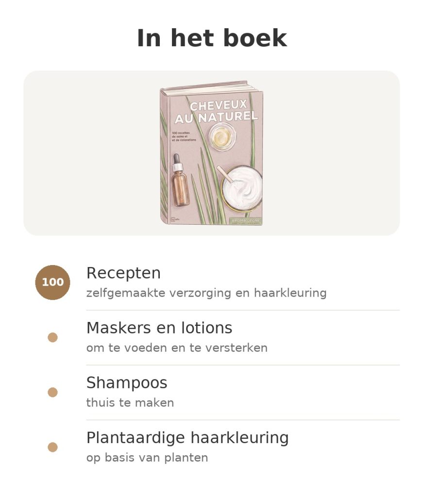 Inhoud van het boek Cheveux au naturel: recepten, maskers en lotions, shampoos