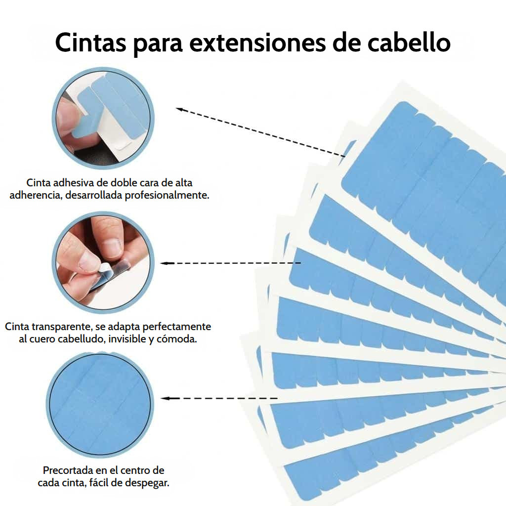 Tiras adhesivas de doble cara para extensiones y peluca