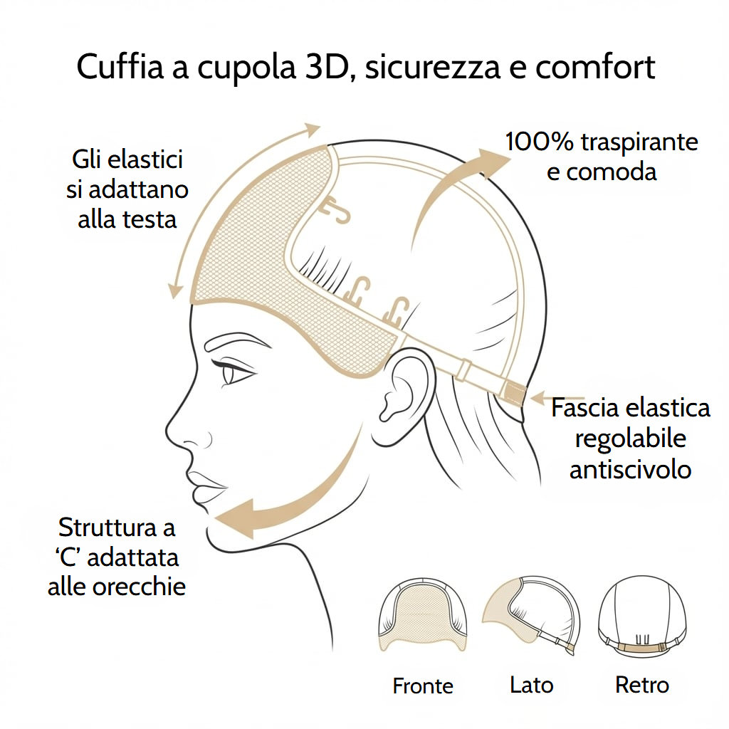 Parrucca lace front ondulata castana e voluminosa in capelli naturali