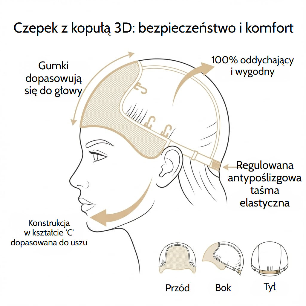 Objętościowa falowana peruka lace front w kolorze kasztanowym z włosów naturalnych
