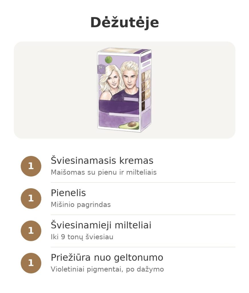 Šviesinantys plaukų dažai Garnier Nutrisse Dėžutėje: plaukų šviesinimo rinkinys Garnier Nutrisse su kremu, pieneliu, milteliais ir priežiūra nuo geltonumo