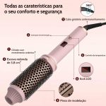 Escova térmica redonda 3 em 1 em cerâmica com ecrã lcd