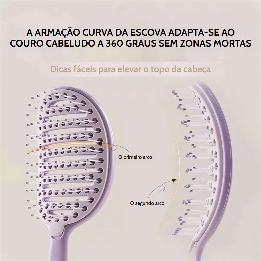 Escova desembaraçadora autolimpante de dentes reforçados para cabelo encaracolado