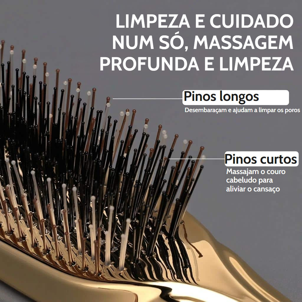 Escova de massagem do couro cabeludo rosa com pontas de nylon antiestáticas
