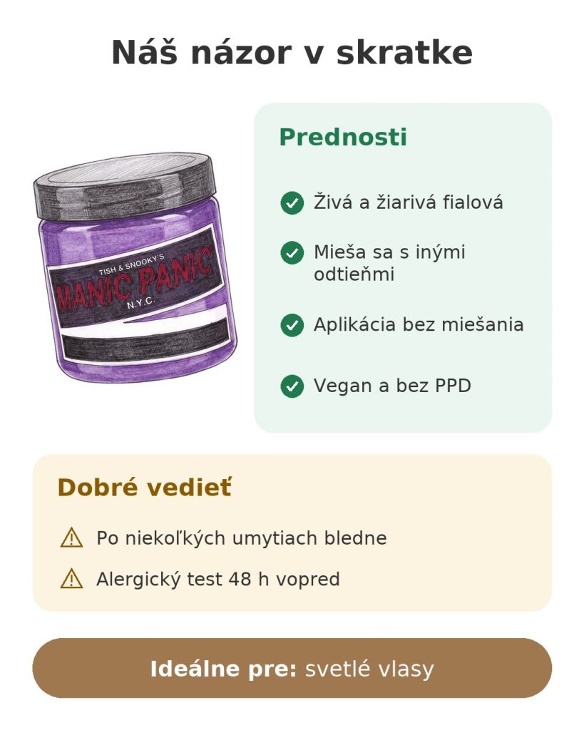 Náš názor v skratke na farbu na vlasy Manic Panic fialová pre svetlé vlasy