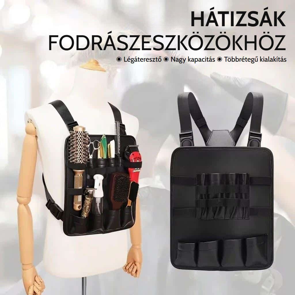 Taktikai rendszerező táska fodrászoknak és borbélyoknak tárolórekeszekkel
