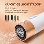 Föhnborstel met warme lucht en meerdere opzetstukken en krachtige luchtstroom om alle haartypes snel te drogen
