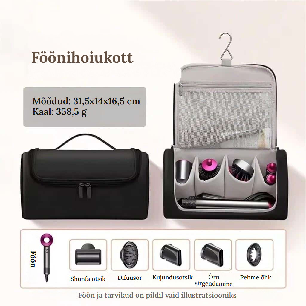 Föönide ja soengutööriistade hoiukott - Must