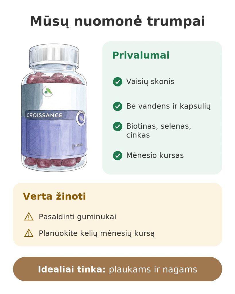 Maisto papildas Forcapil Gummies Arkopharma Mūsų nuomonė trumpai apie Forcapil guminukus plaukams ir nagams