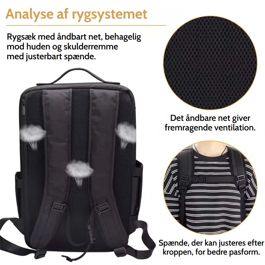 Professionel rygsæk til makeup og stylingværktøj med justerbare rum