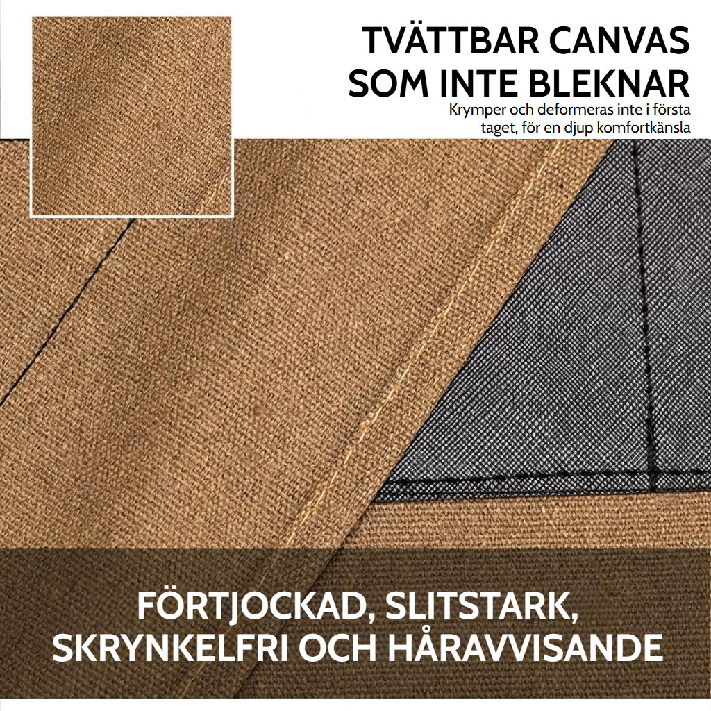 Barberarförkläde i bomullscanvas med justerbara korsade axelremmar