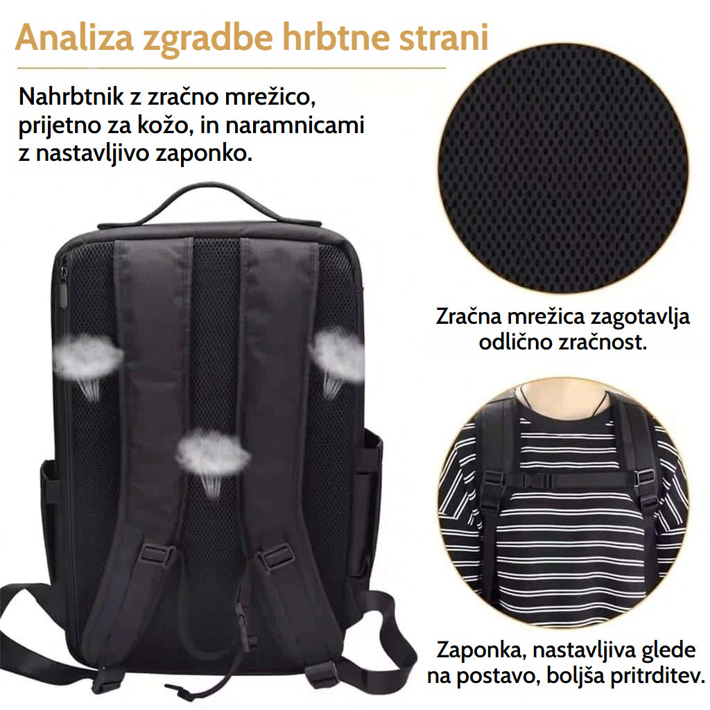 Profesionalni nahrbtnik za ličenje in orodja za oblikovanje las z nastavljivimi predelki