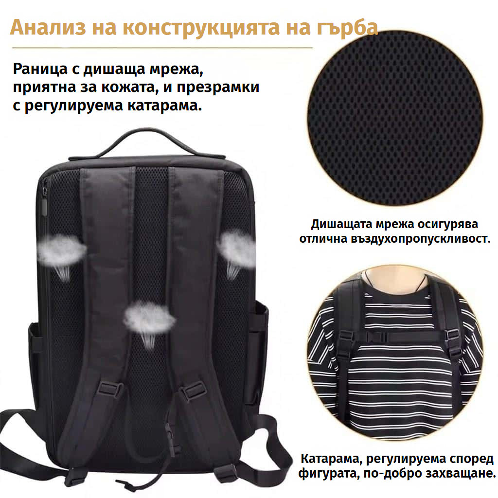 Професионална раница за грим и инструменти за оформяне с регулируеми отделения