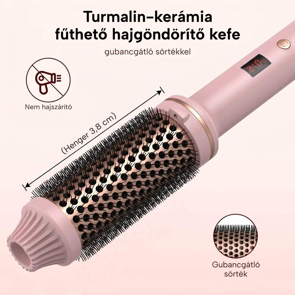 3 az 1-ben kerámia kerek fűthető hajkefe LCD-kijelzővel