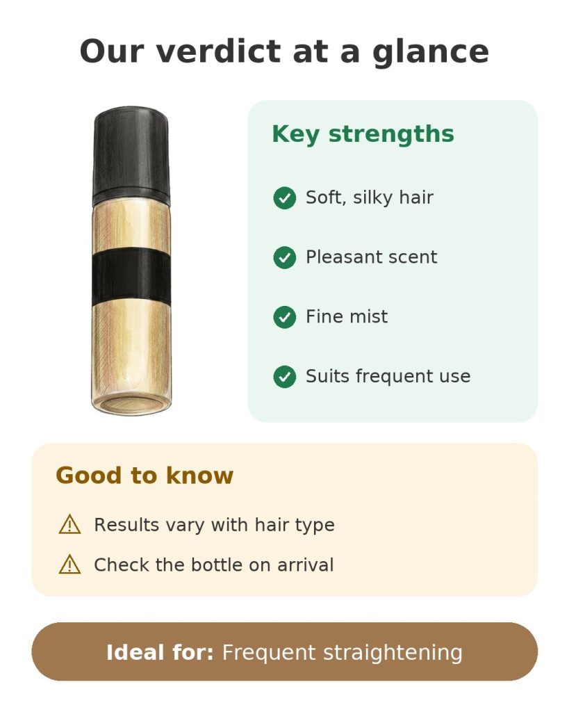 Our verdict at a glance on the GHD hair spray for soft, silky hair with a fine mist