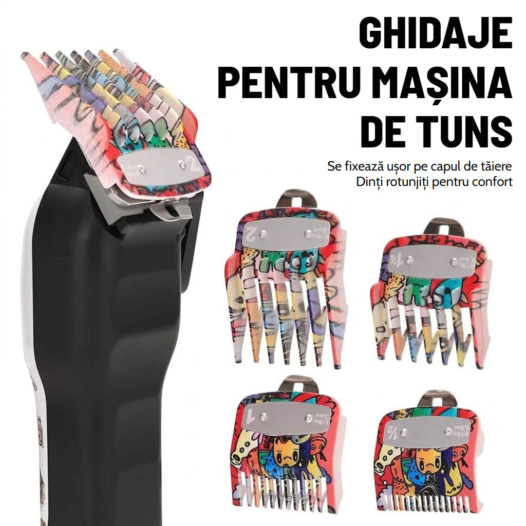 Set de ghiduri pentru mașina de tuns cu motive multicolore