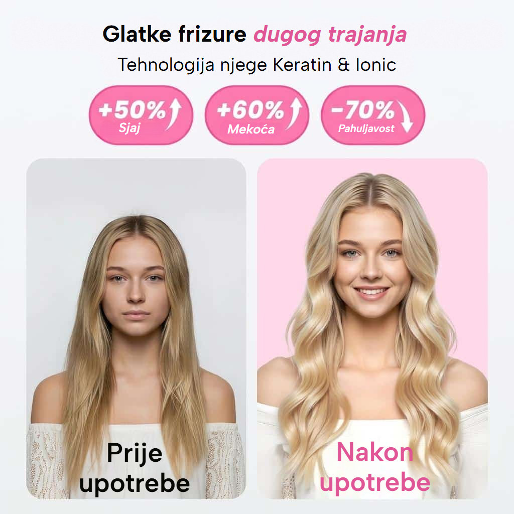 Toplinska četka za ravnanje, kovrčanje i volumen s LED zaslonom