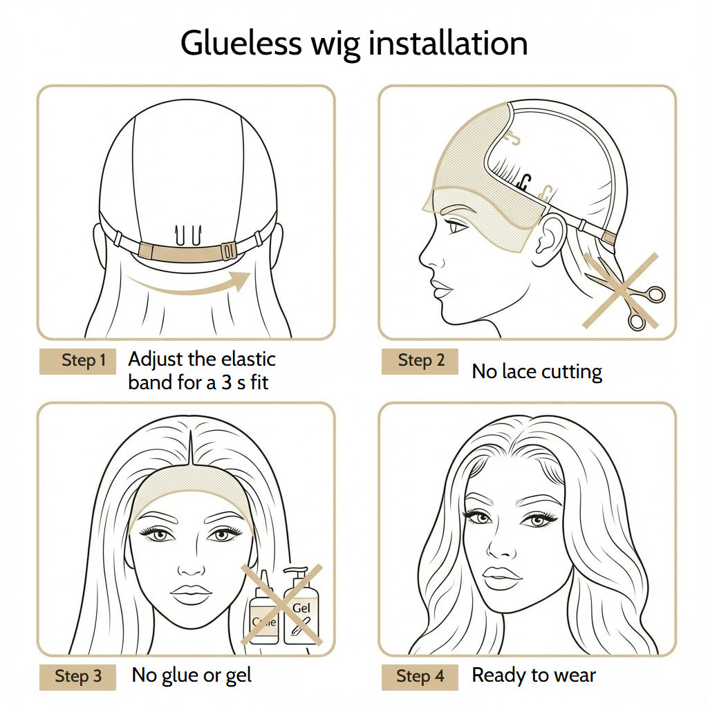 Wavy glueless wig in chocolate brown hair with transparent lace
