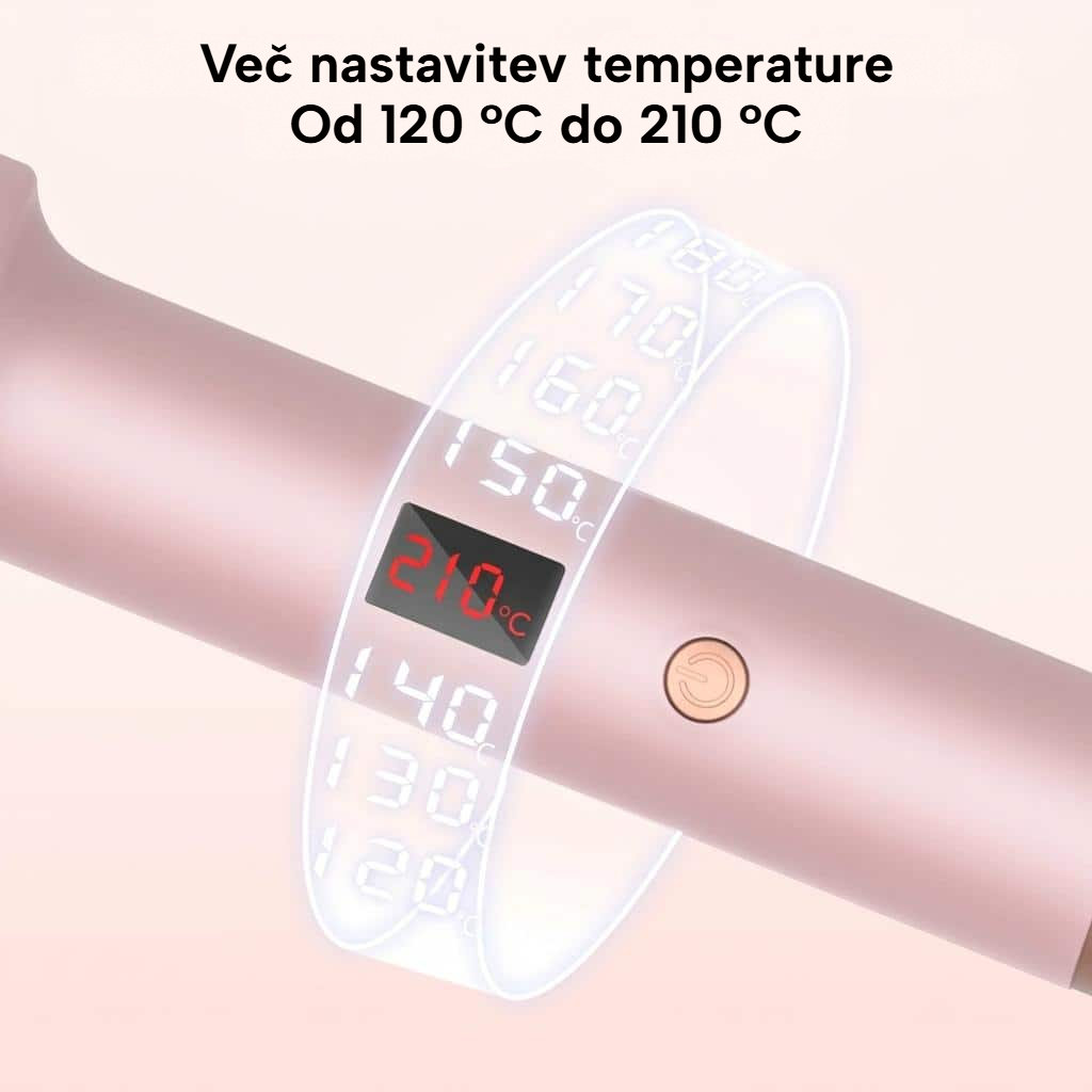 Okrogla ogrevana keramična krtača 3 v 1 z LCD-zaslonom