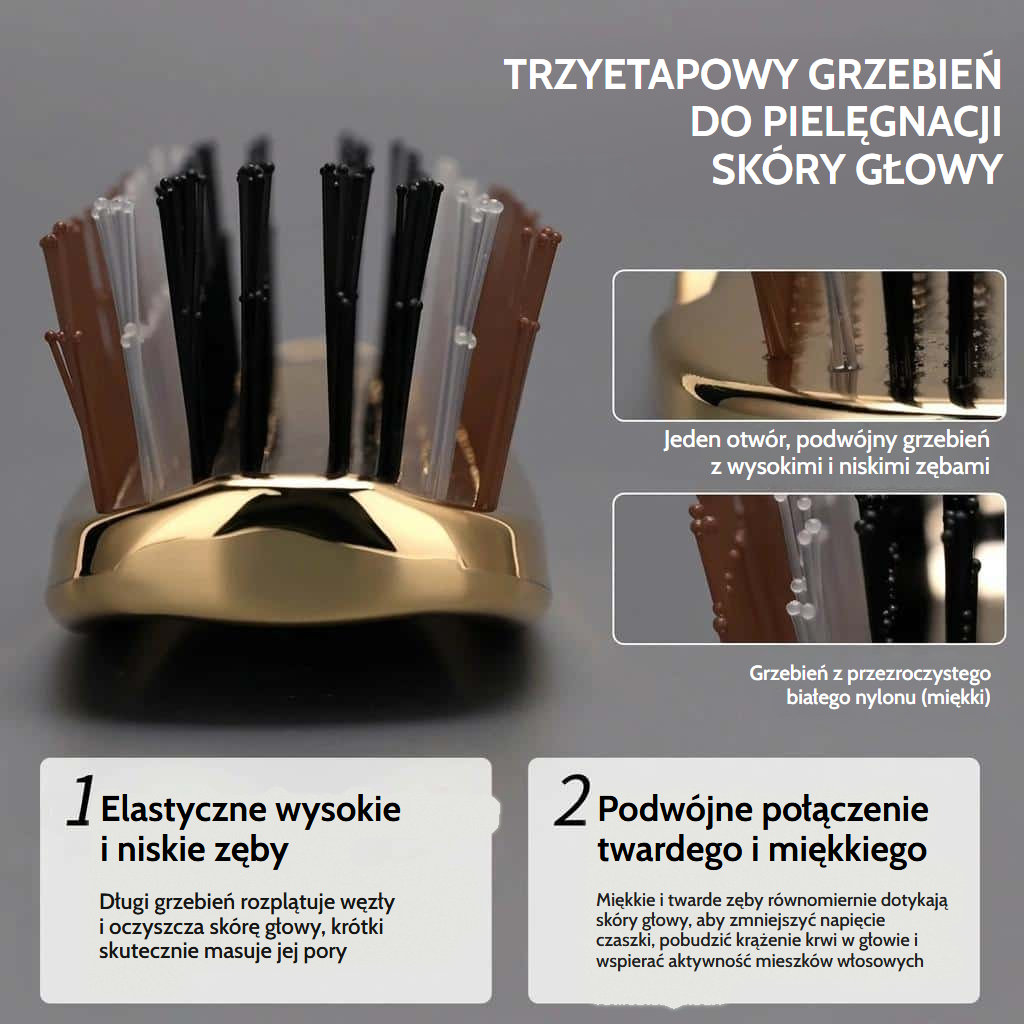 Różowa szczotka do masażu skóry głowy z antystatycznymi nylonowymi ząbkami