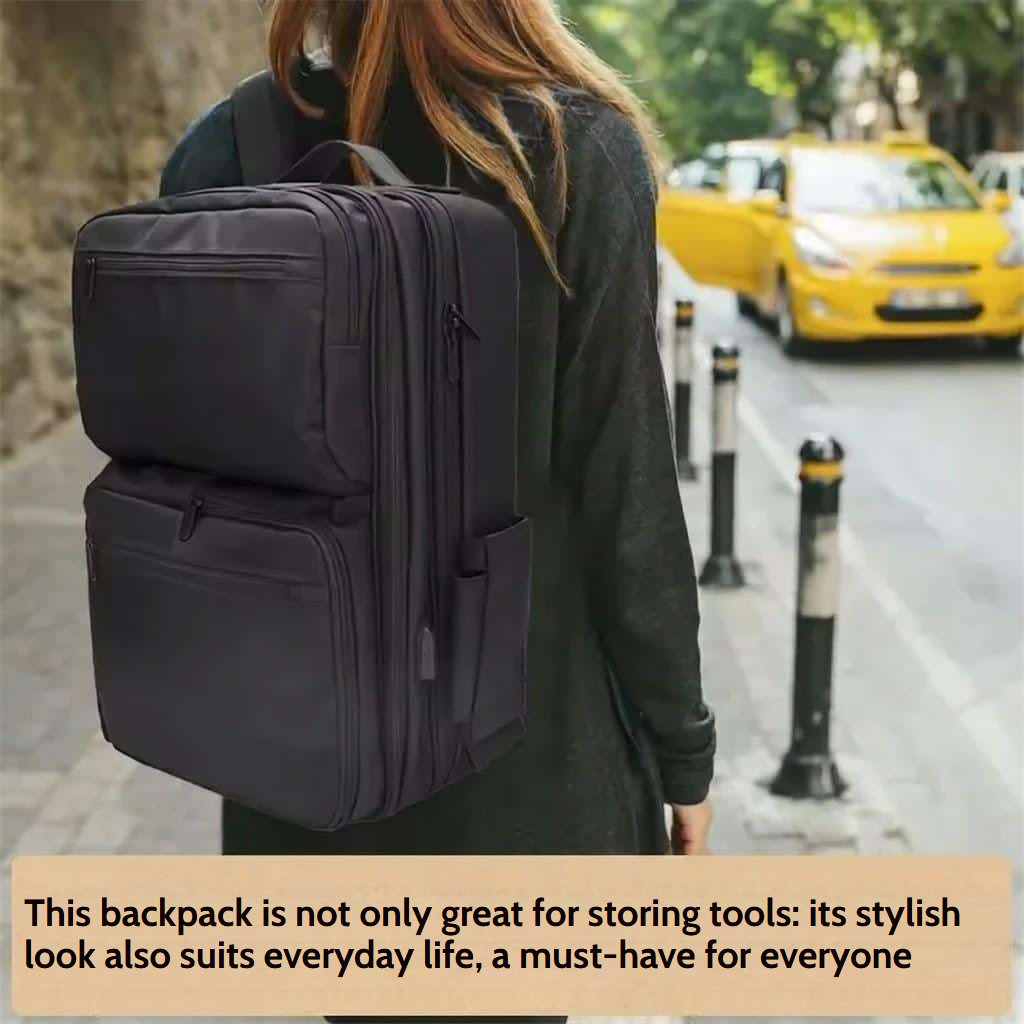 Professional backpack for makeup and hairdressing tools with adjustable compartments