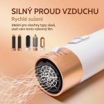 Horkovzdušný kartáč a fén s několika nástavci a silným proudem vzduchu pro rychlé sušení všech typů vlasů