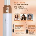 5 in 1 hot air brush with three heat settings and four styling attachments explained