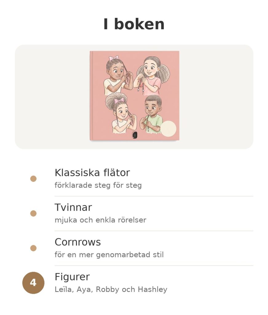 Bok: Lär dig fläta afrohår I boken: lär dig fläta krulligt hår med klassiska flätor, tvinnar, cornrows och fyra figurer