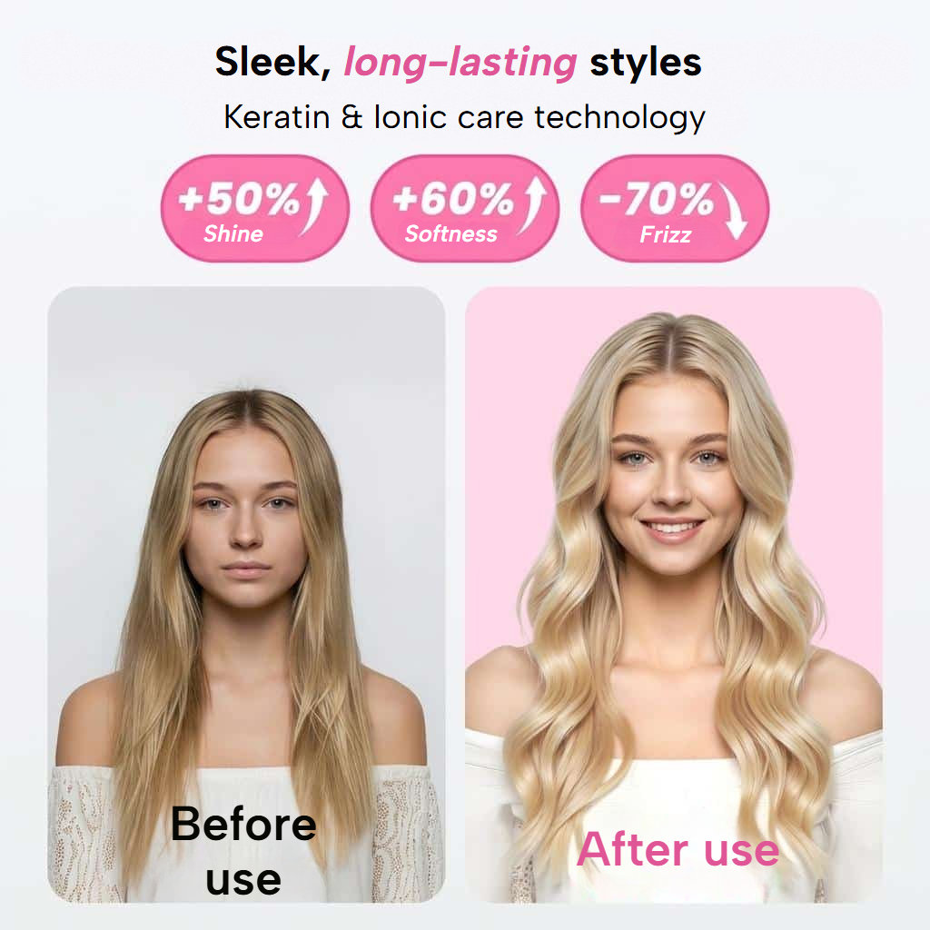 Smoothing, curling and volumising thermal brush with LED display