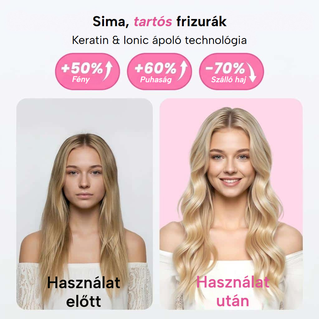 Simító, hullámosító és dúsító hőkefe LED-kijelzővel