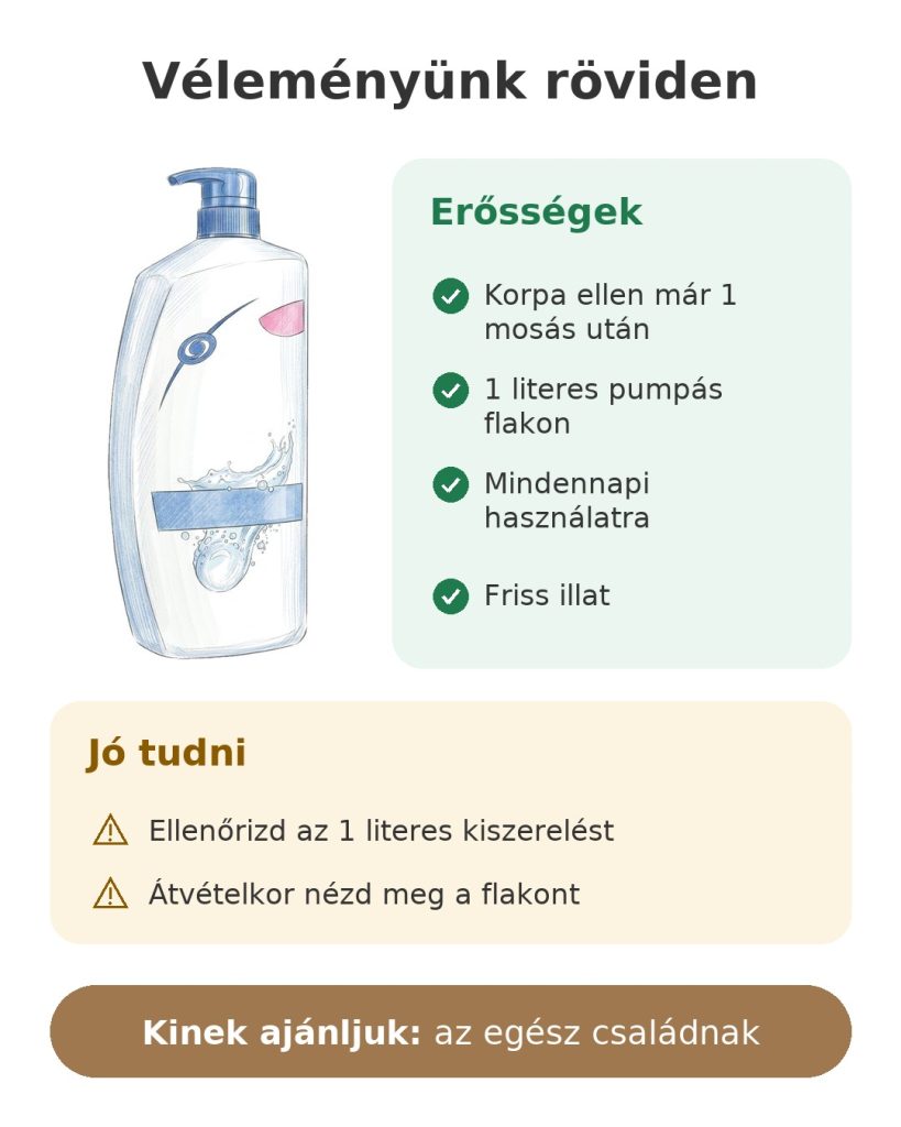Véleményünk röviden: korpásodás elleni sampon, 1 literes pumpás flakon az egész családnak