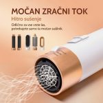 Krtača sušilnik z vročim zrakom z več nastavki in močnim zračnim tokom za hitro sušenje vseh vrst las