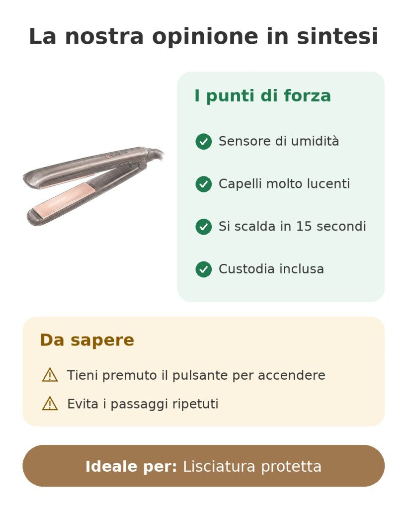 La nostra opinione in sintesi sulla piastra per capelli Remington Keratin Protect con sensore di umidità