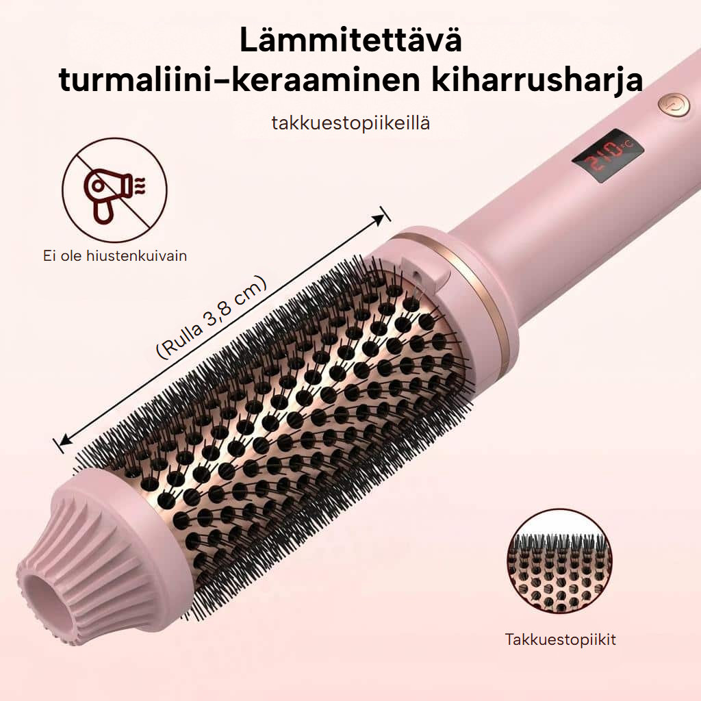 Keraaminen lämmitettävä 3-in-1-pyöröharja LCD-näytöllä