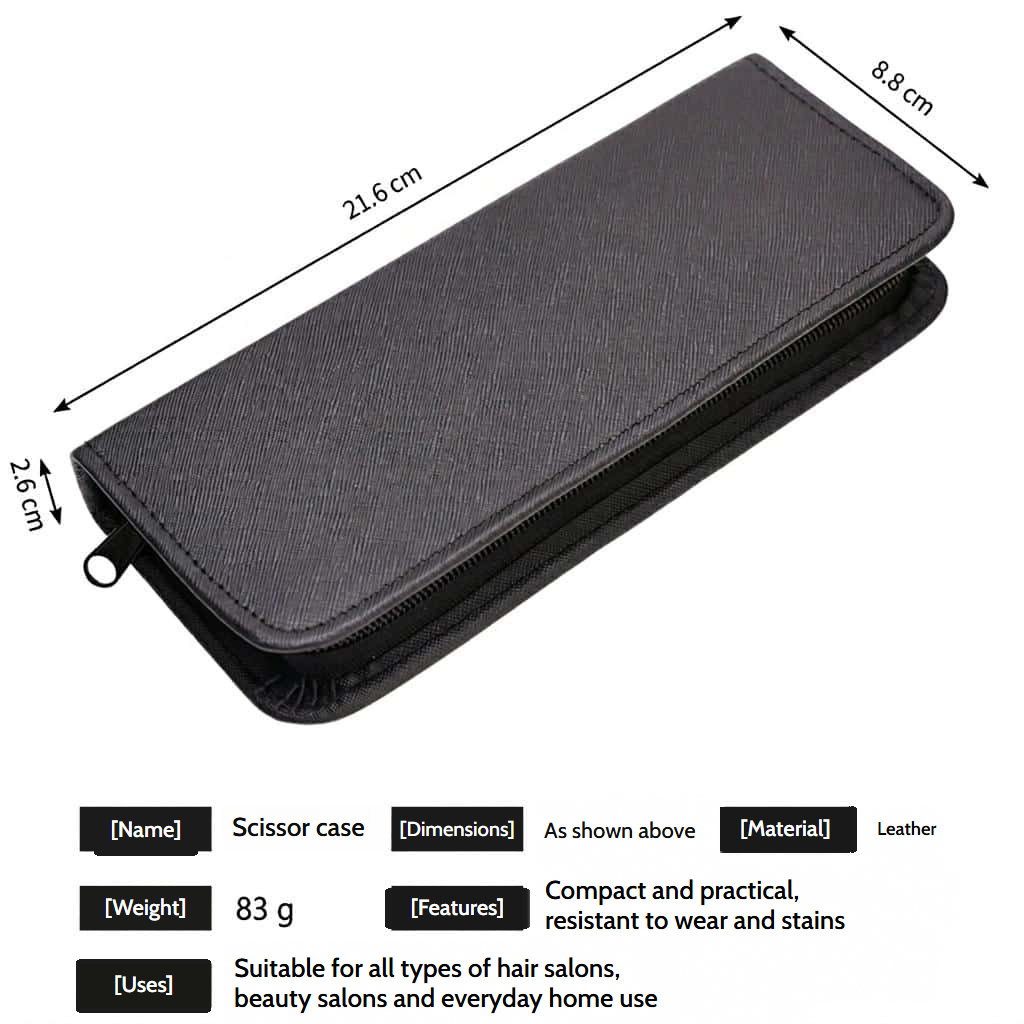 Protective case for hairdressing scissors with a zipped pocket