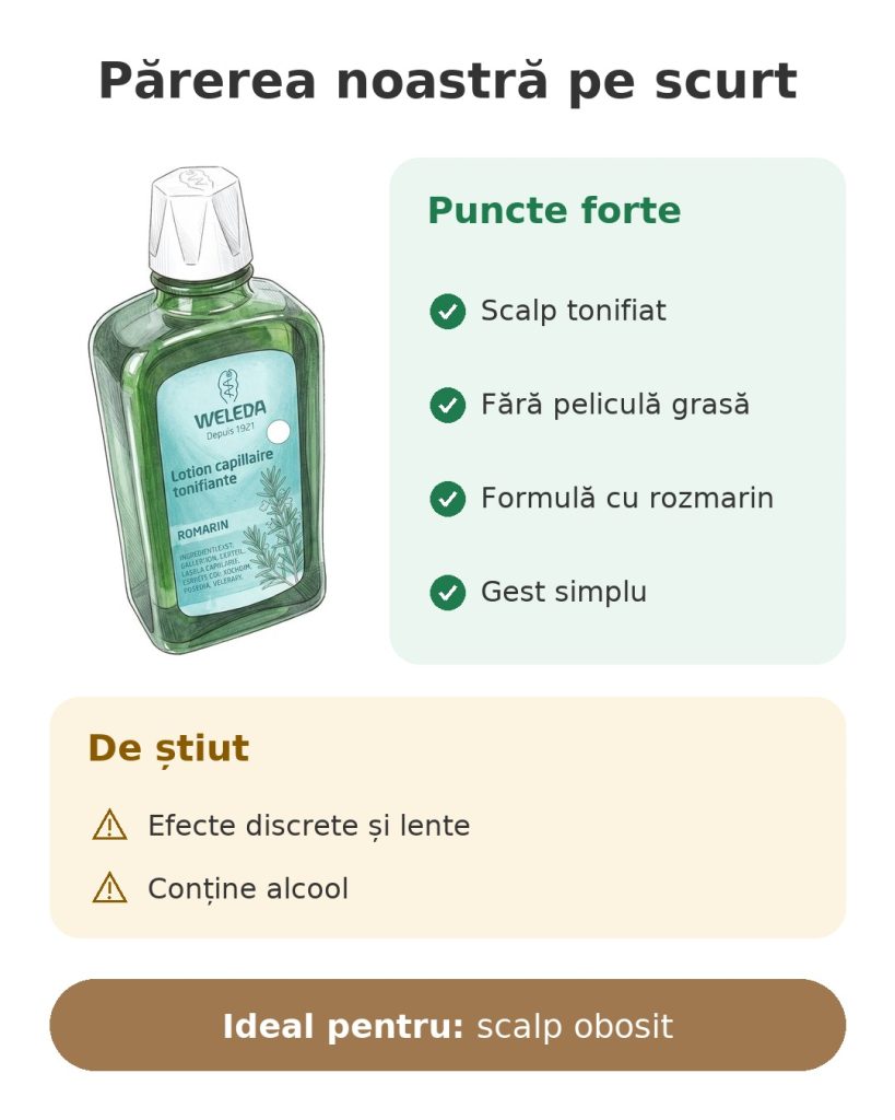 Loțiune capilară cu rozmarin Weleda 100 ml Părerea noastră pe scurt despre loțiunea tonifiantă cu rozmarin Weleda